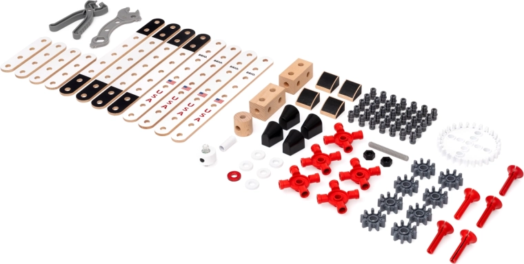 Mélange de pièces en bois et en plastique de qualité