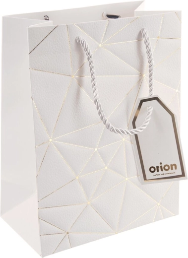 Cadeaupapieren tas met ruitpatroon wit 18 × 10 × 23 cm