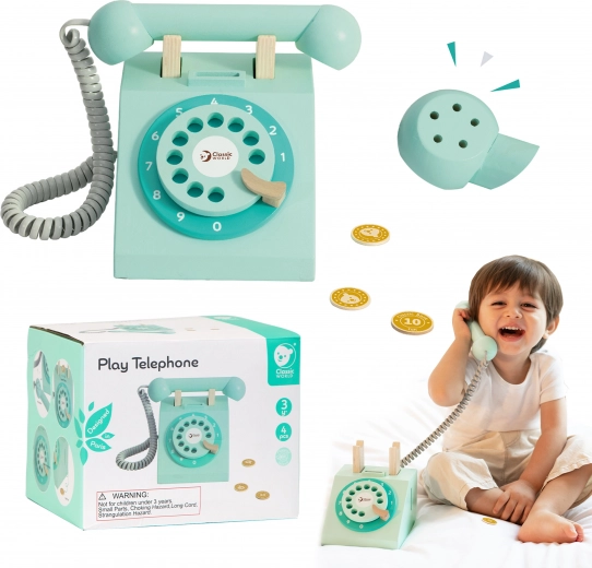 Téléphone rétro en bois pour enfants CLASSIC WORLD