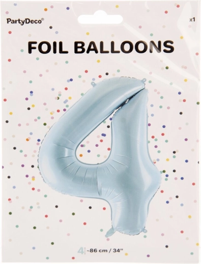 Blue foil balloon number 4, 86 cm