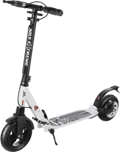 NILS Extreme HM208T Roller weiß – städtischer Klapproller mit Federung und Scheibenbremse