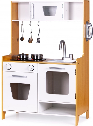 Cuisine en bois pour enfants avec brûleurs multimédias ECOTOYS