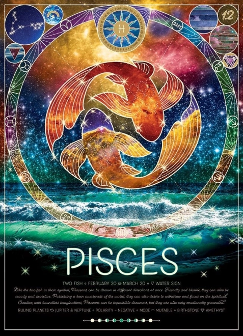COBBLE HILL puzzle signe du zodiaque : Poissons – 500 pièces
