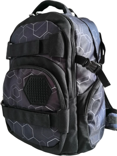 Pixie Crew Hexa Student Backpack, Black, with 100 Pixels