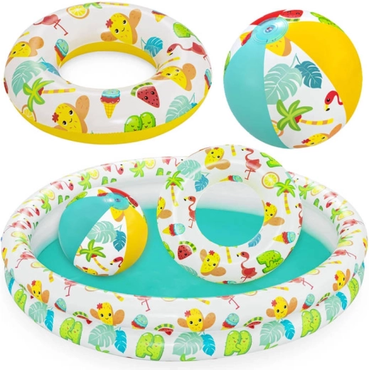 Inflatable Kids’ Pool 3-in-1 with Ring and Ball BESTWAY 122 cm