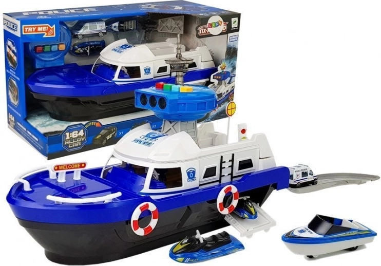 Politietransportschip met geluiden en lichten