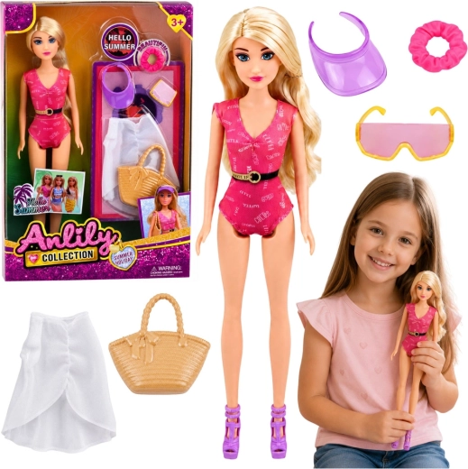 Poupée de plage Anlily à la mode d’été avec ensemble d’accessoires 30 cm