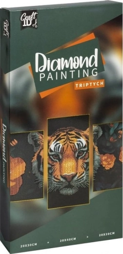 Diamantschilderen op frame – tijger triptiek 40 × 20 cm + 30 × 20 cm
