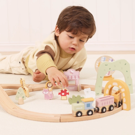 Magnetische locomotief en wagonnetjes