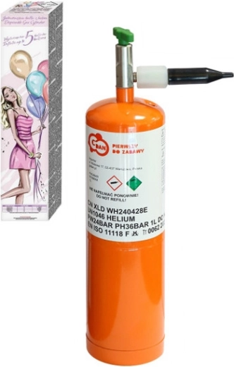 Disposable helium cylinder for 5 balloons
