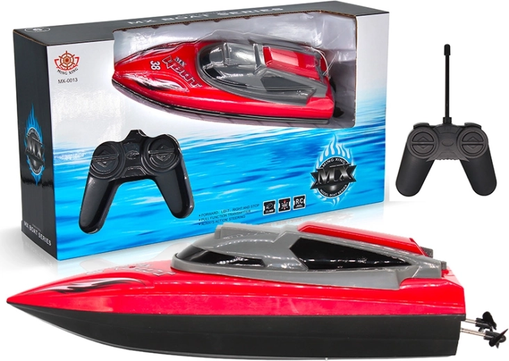 R/C boat, red, with 4-channel control