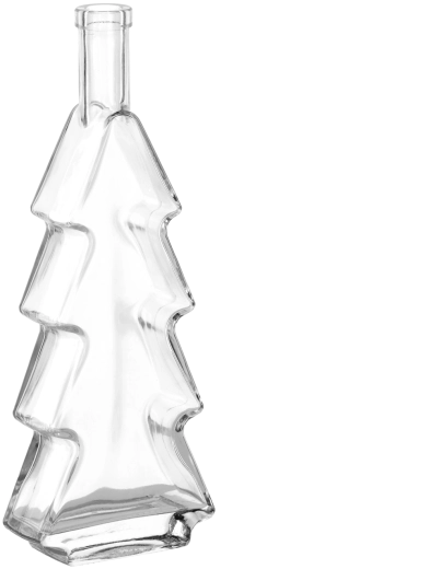 Decoratieve fles Choinka 500 ml in de vorm van een kerstboom met metalen schroefdop 28 mm