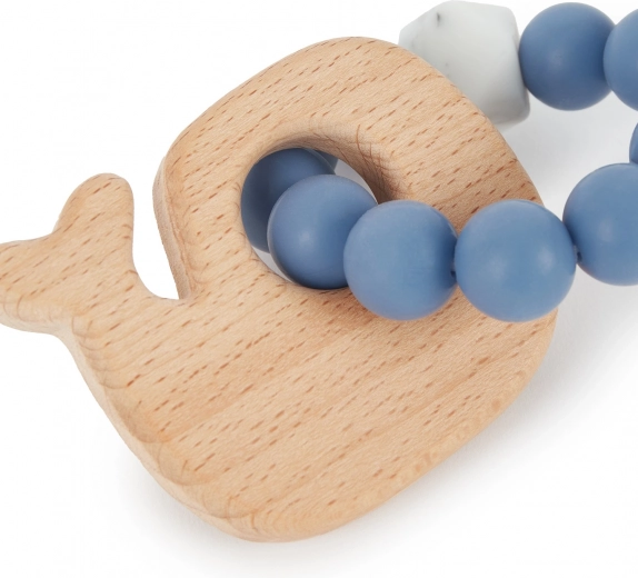 Silikon-Beißring mit Holz-Wal Bieco