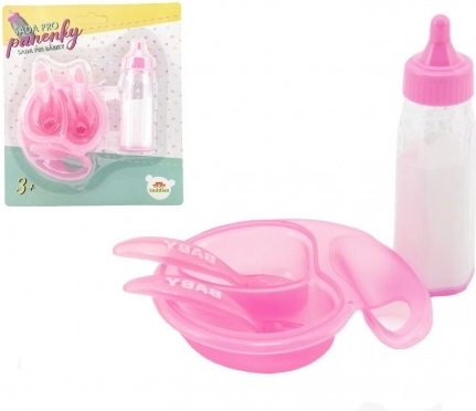 Doll Set with Bottle and Dishware