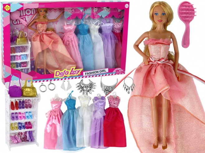 Doll with Long Blonde Hair and Accessories