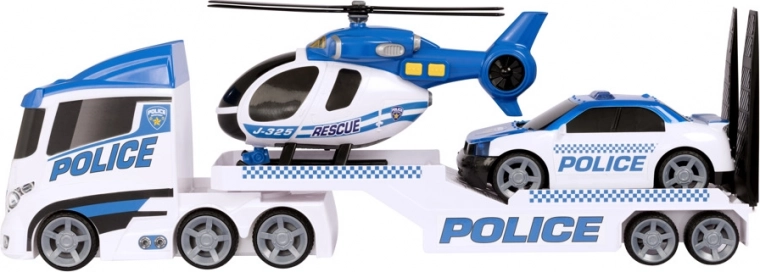 Teamsterz set de transport de police avec hélicoptère et petite voiture