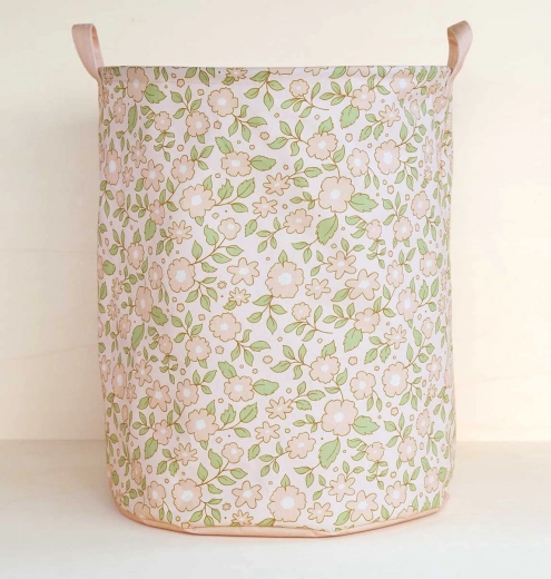 A Little Lovely Company Pink Toy Storage Basket with Flowers