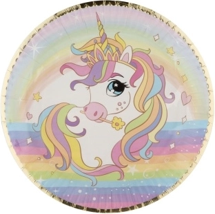 Assiettes en papier licorne, 6 pièces, Ø 22,5 cm