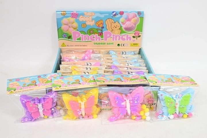 Gniotek papillon antistress à presser – 20 pcs en présentoir de vente