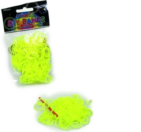 Set of Yellow Loom Bands for Bracelet Weaving (250 pcs) with Hook and Clasps