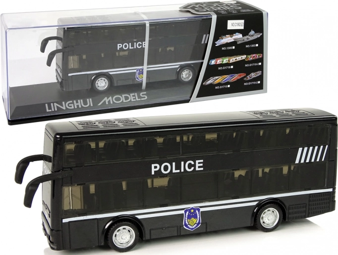 Autobus de police à deux étages avec entraînement à friction et effets de lumière et de son