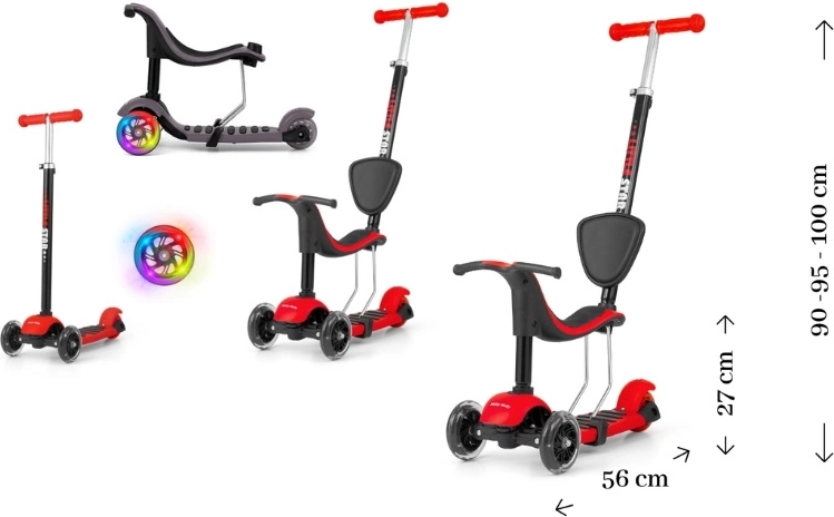 Little Star kinder driewielstep 3-in-1 met afneembaar zitje – rood