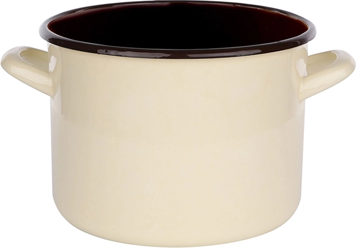 Enameled Silesia pot 4.4 L, 20 cm, cream with dark interior