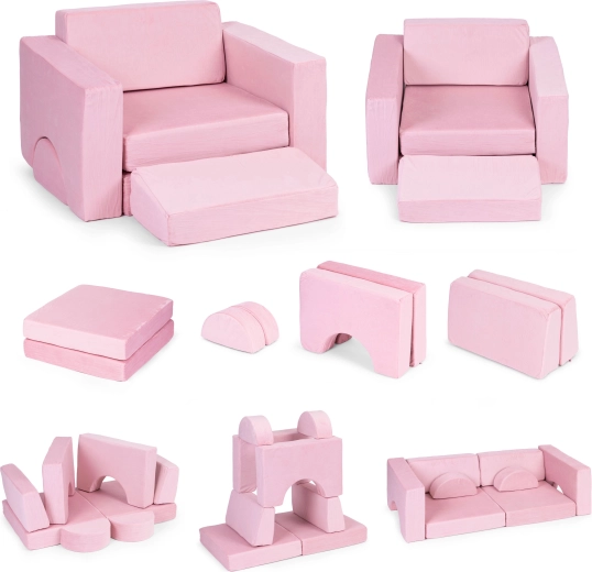 Modular Children's Armchair 8-in-1 ECOTOYS – Pink