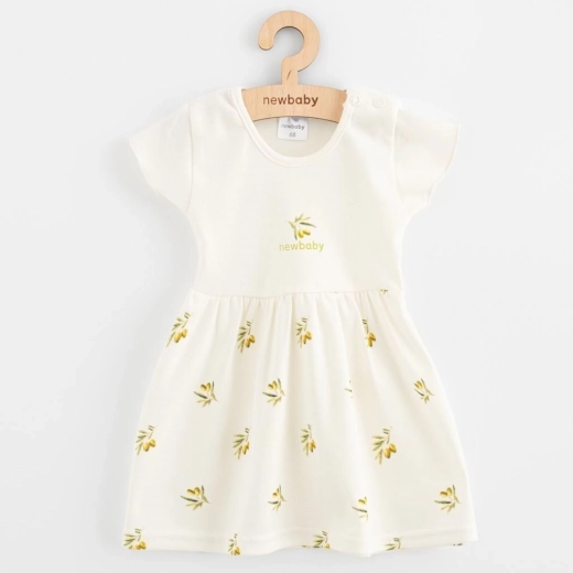 Robe bébé en coton biologique à manches courtes NEW BABY Olives