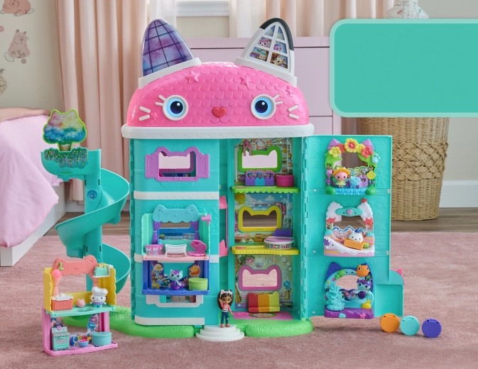 Maison des chats interactive avec sons et yeux LCD