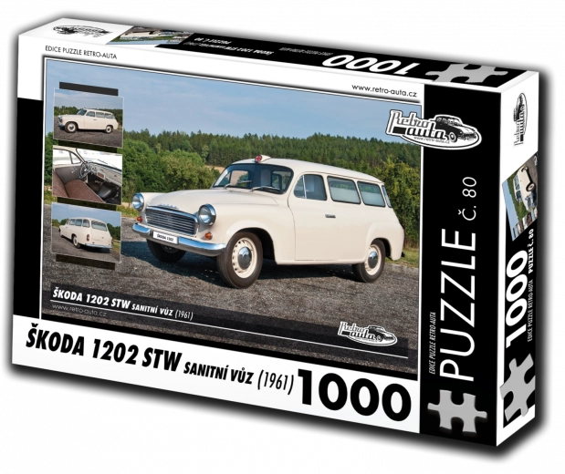 Puzzle Retro-Autos Škoda 1202 STW Krankenwagen 1000 Teile