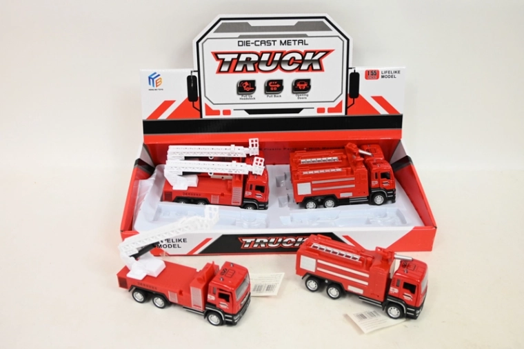 Camion de pompiers à rétrofriction (pull-back) – modèle métal/plastique