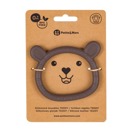 Petite&mars siliconen bijtring Teddy bitter cocoa