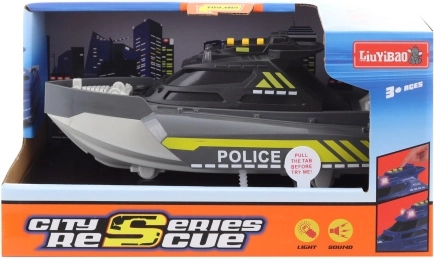 Bateau de police à piles avec lumière et sons