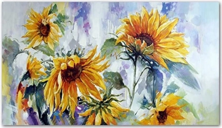 Diamantschilderen zonnebloemen 80 × 40 cm