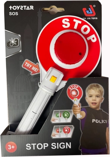 Police stop sign paddle with light