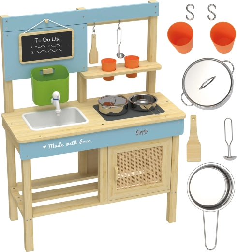 Houten buitenspeel modderkeuken XXL met accessoires CLASSIC WORLD