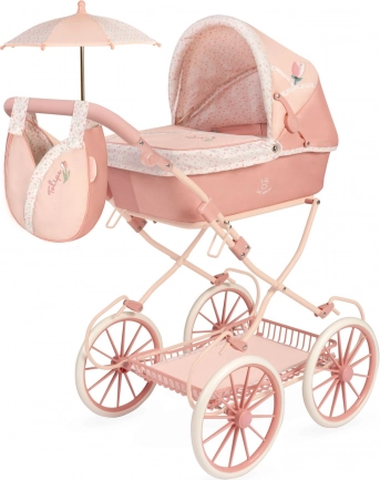 Poussette pliable pour poupées TULIPE avec sac et accessoires 81 cm