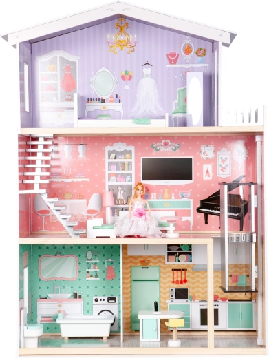 Large wooden dollhouse with elevator ECOTOYS