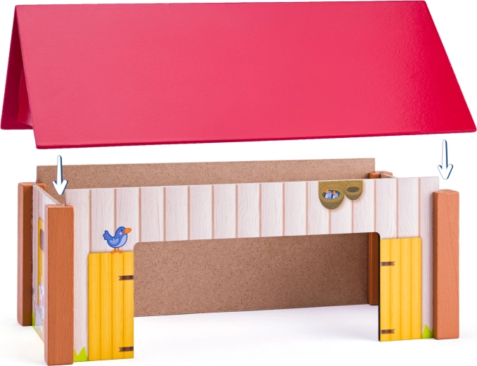 Trois bâtiments avec toits amovibles