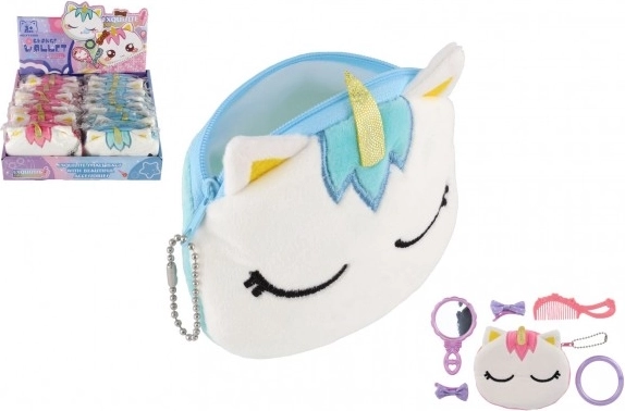 Portefeuille en daim de licorne pour fille avec accessoires pour cheveux