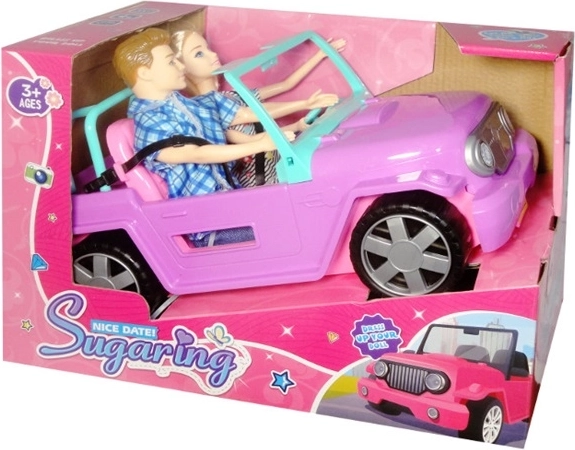 Pink convertible with two dolls