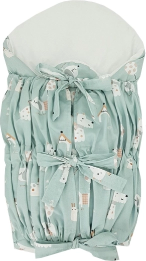 EKO tie swaddle wrap with removable coconut insert Dogs Mint 75 × 75 cm