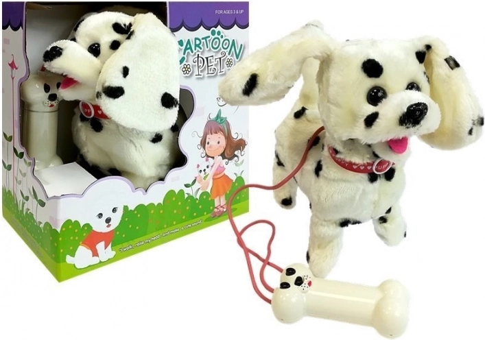 Dalmatien interactif en laisse avec télécommande en forme d’os