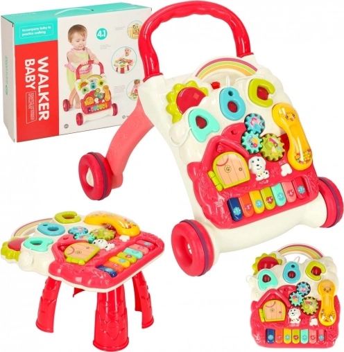 Interactive Walker and Educational Table 4-in-1 Bibi-inn – Pink