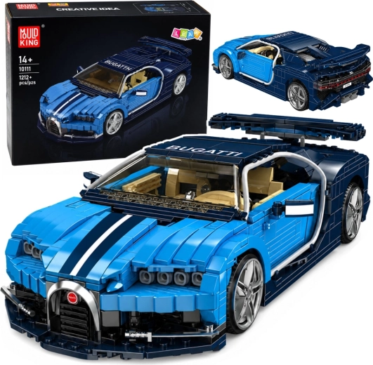 Kit de construction voiture de sport Bugatti bleue (1212 pièces)