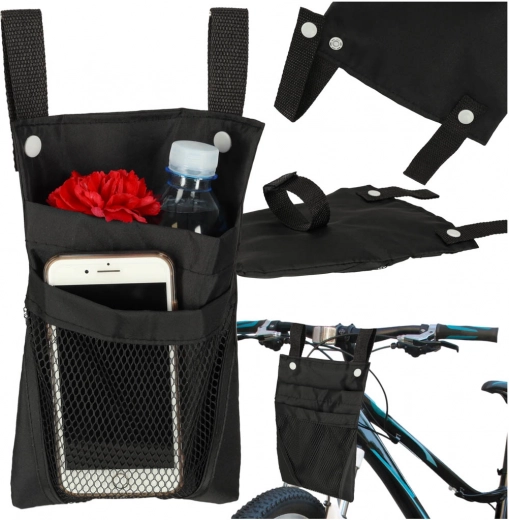 handlebar bag with phone pocket, black