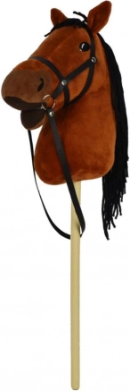 Plush hobby horse 70 cm with sound, dark brown