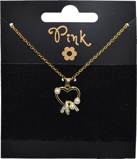 Gold-plated chain with heart pendant and pearls