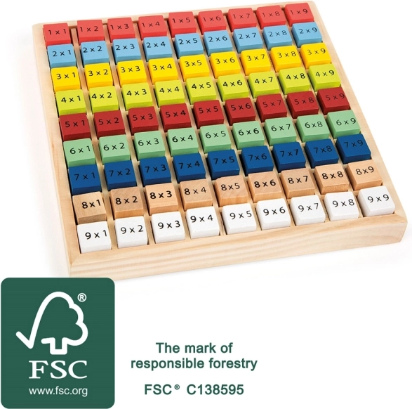 small foot tableau éducatif en bois pour la table de multiplication